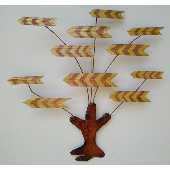 Copper and Brass Aztec Tree  Metal Wall Hanging Art Decor Sculpture - Picture 6 of 6